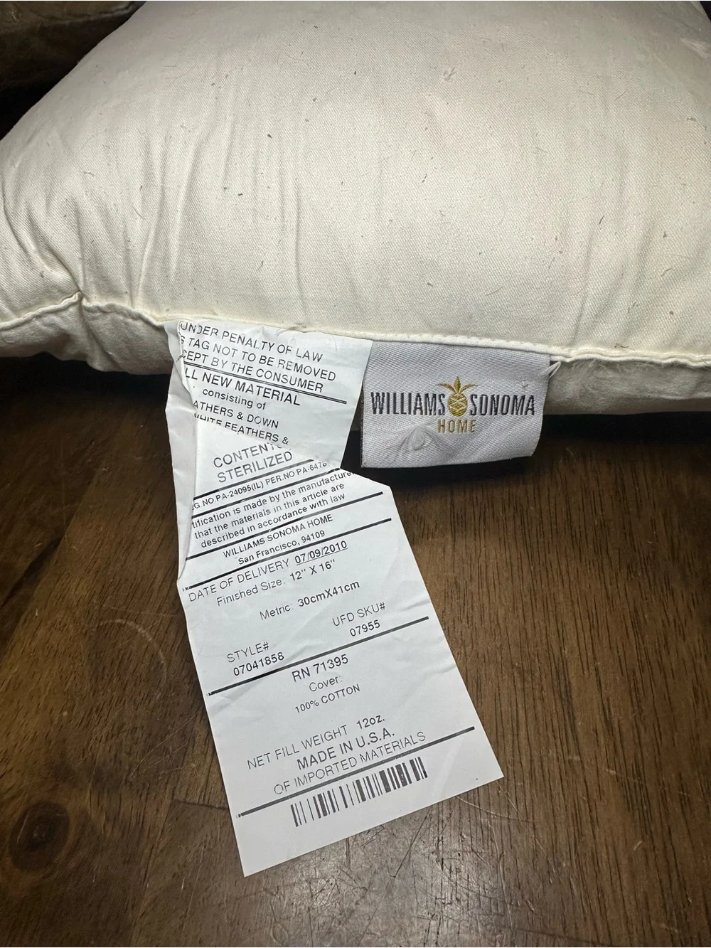 Williams Sonoma Tan and Gold Accent Throw Pillow 100 leather calf hair